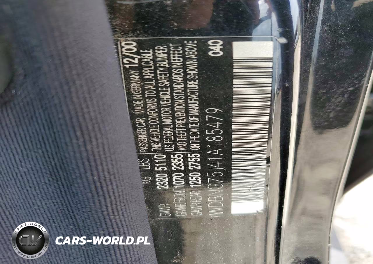 2001 Mercedes-Benz S 500 VIN:WDBNG75J41A185479 - 12