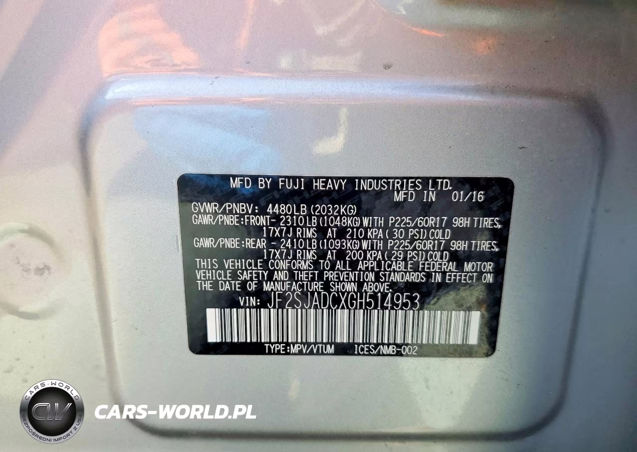 2016 Subaru Forester 2.5I Premium VIN:JF2SJADCXGH514953 - 12