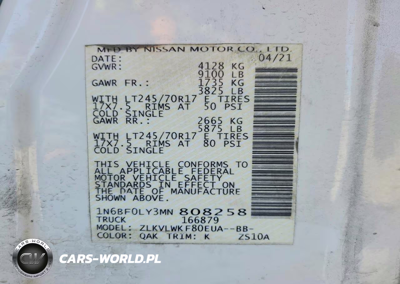 2021 Nissan Nv 2500 Hd S VIN:1N6BF0LY3MN808258 - 12