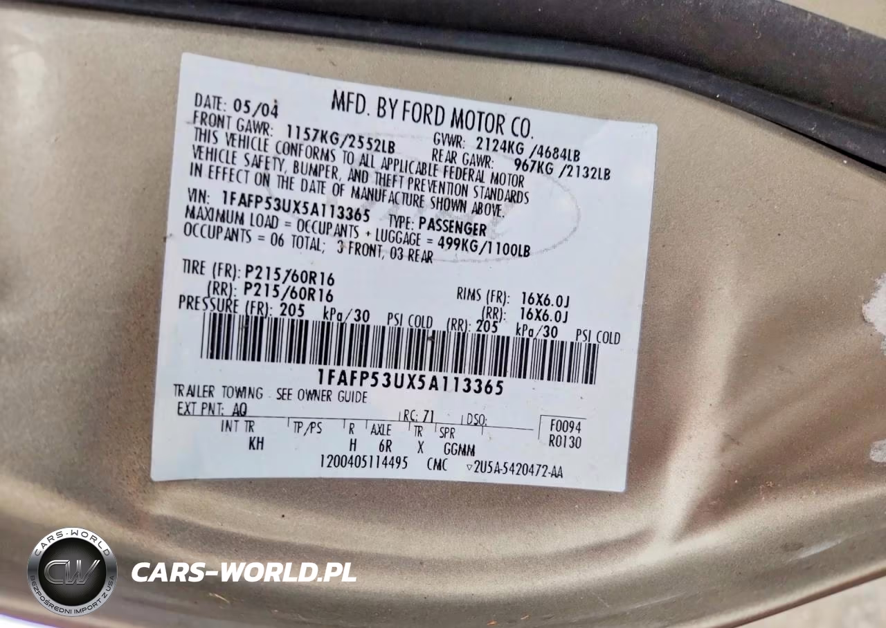 2005 Ford Taurus VIN:1FAFP53UX5A113365 - 12