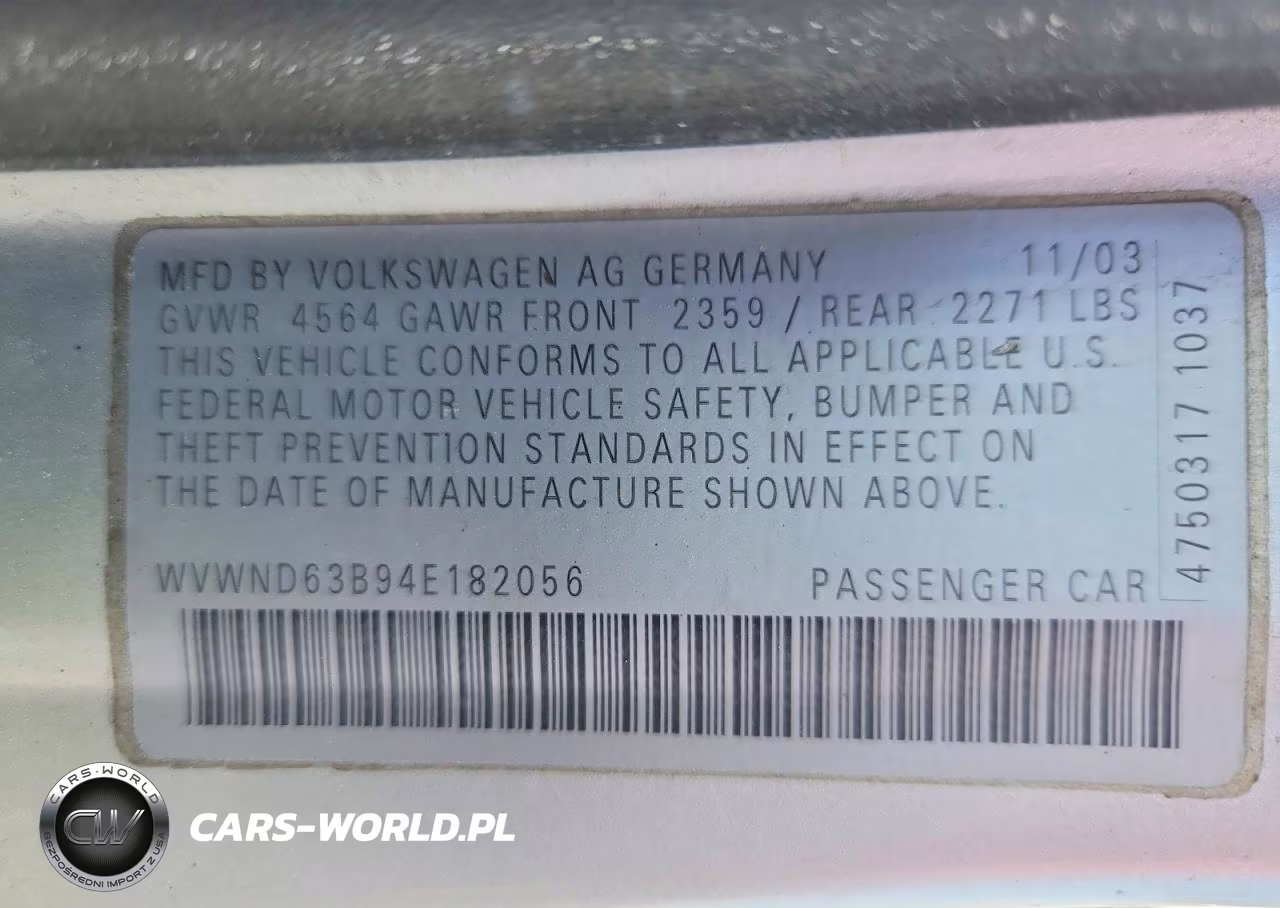2004 Volkswagen Passat Gl VIN:WVWND63B94E182056 - 14