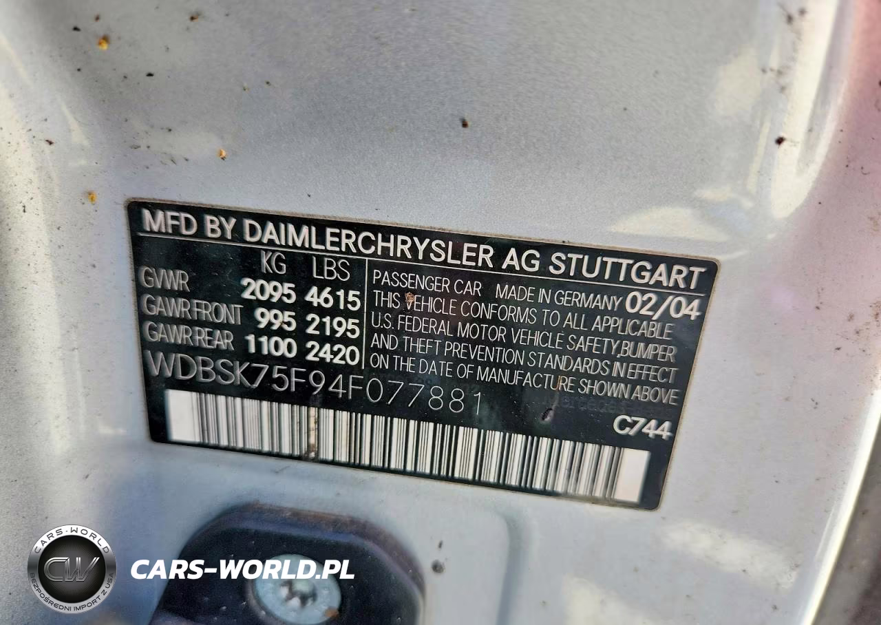 2004 Mercedes-Benz Sl-Class VIN:WDBSK75F94F077881 - 12