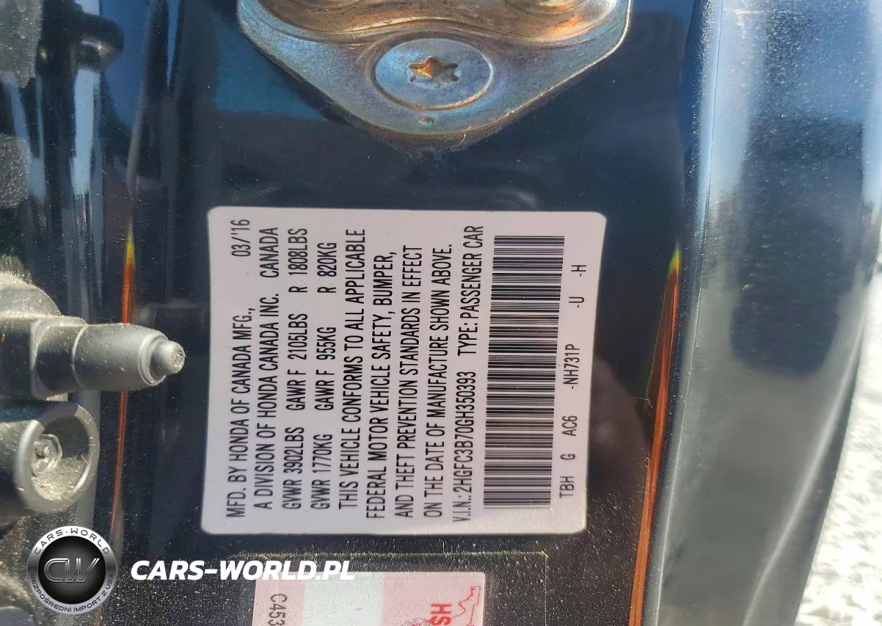 HONDA CIVIC VIN:2HGFC3B70GH350393 - 13