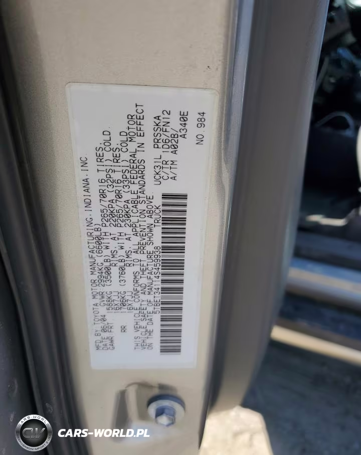 2004 Toyota Tundra Double Cab Sr5 VIN:5TBET34114S459938 - 12