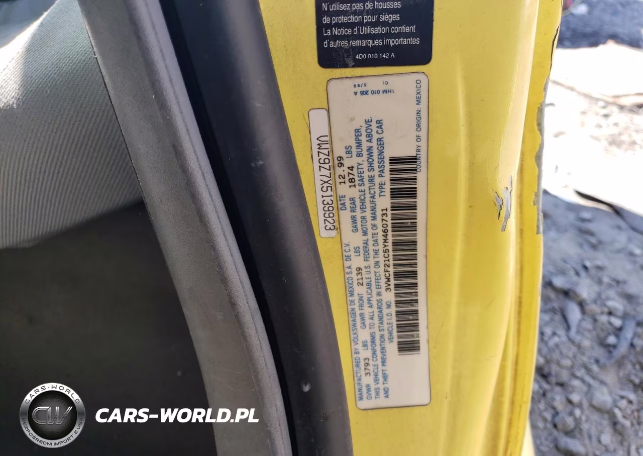 2000 Volkswagen New Beetle Gls Tdi VIN:3VWCF21C5YM460731 - 12