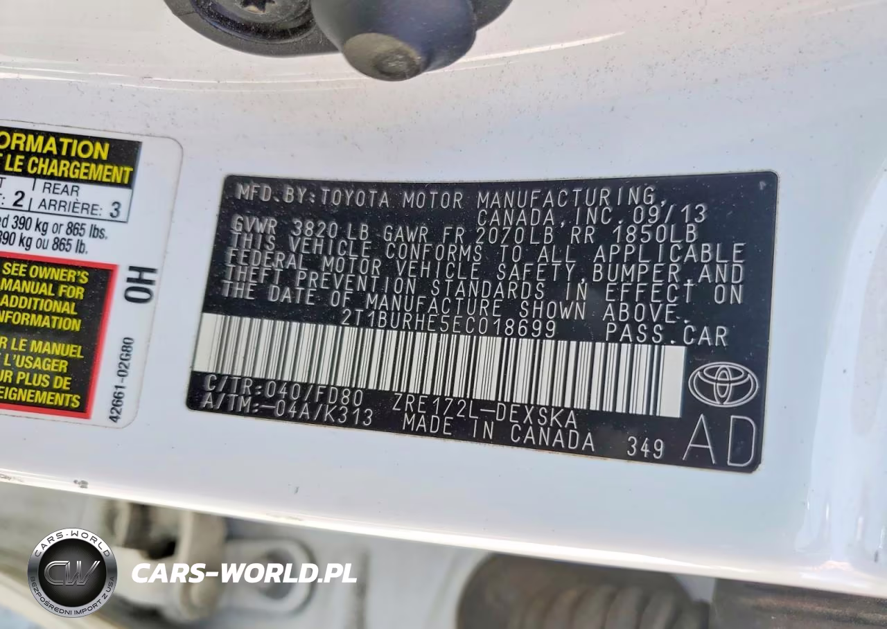 2014 Toyota Corolla S Plus VIN:2T1BURHE5EC018699 - 13