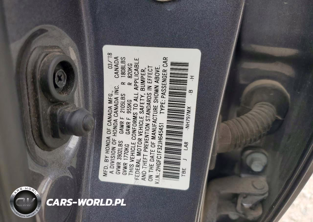 2018 Honda Civic Ex VIN:2HGFC1F32JH645451 - 12