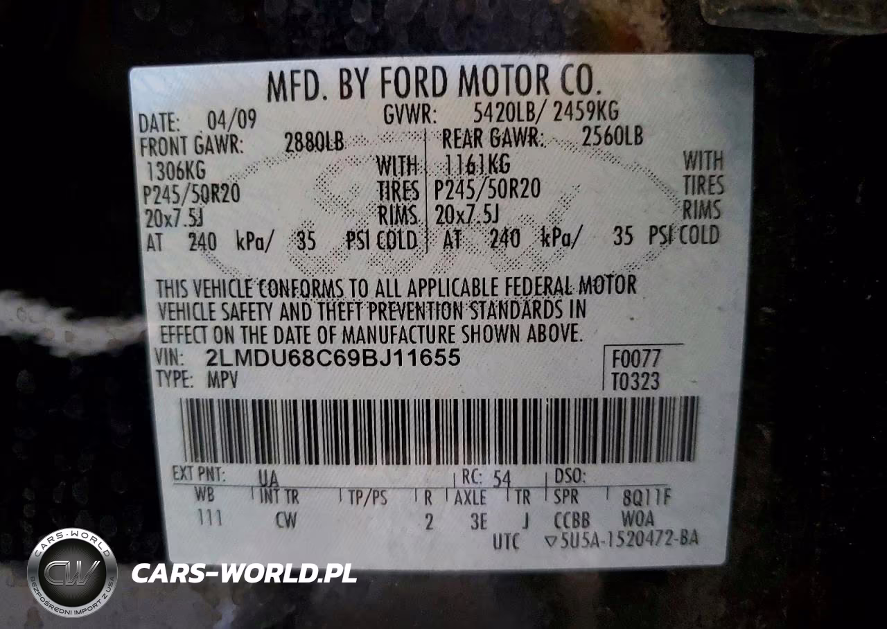 2009 Lincoln Mkx VIN:2LMDU68C69BJ11655 - 13