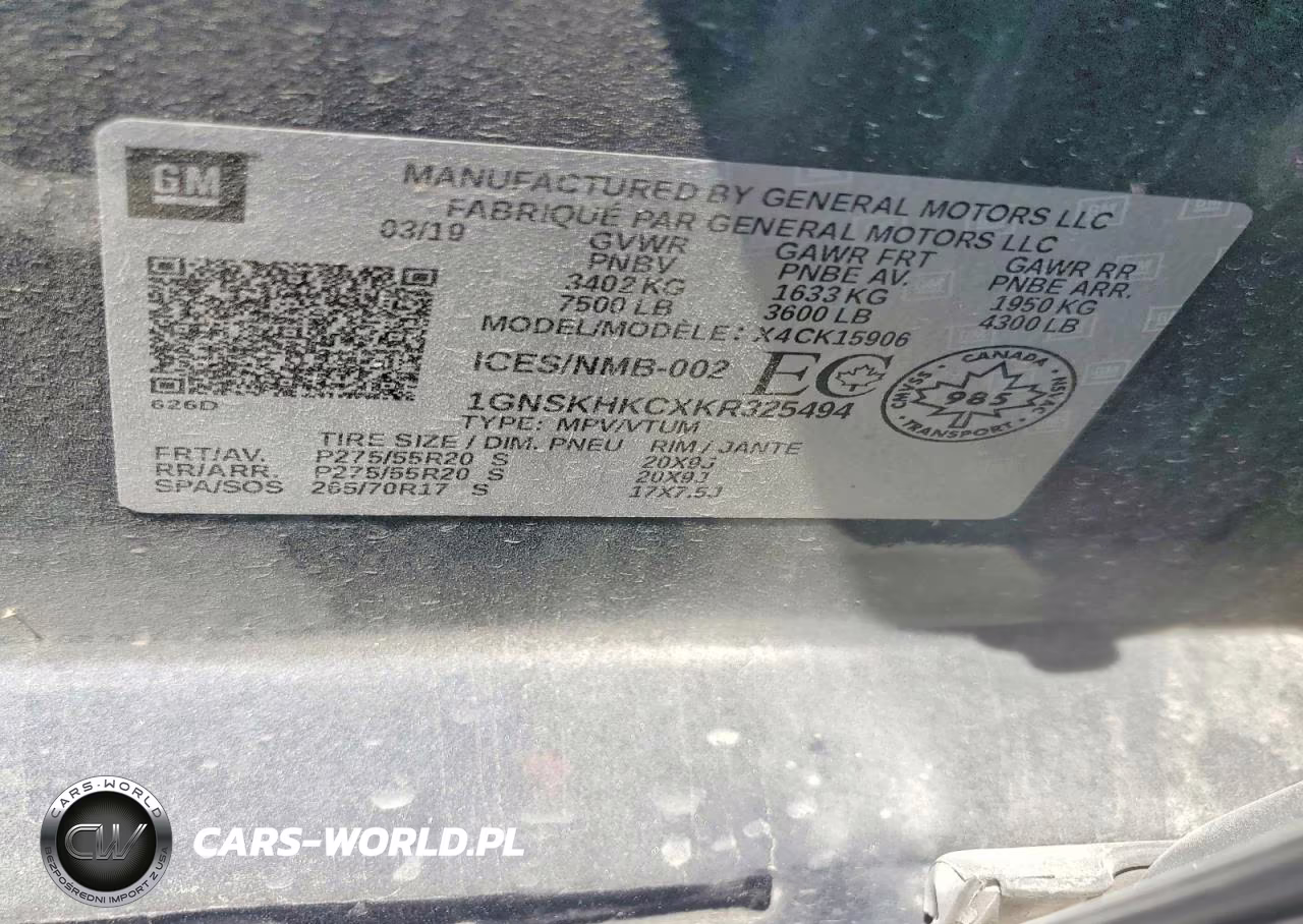 2019 Chevrolet Suburban K1500 Lt VIN:1GNSKHKCXKR325494 - 13