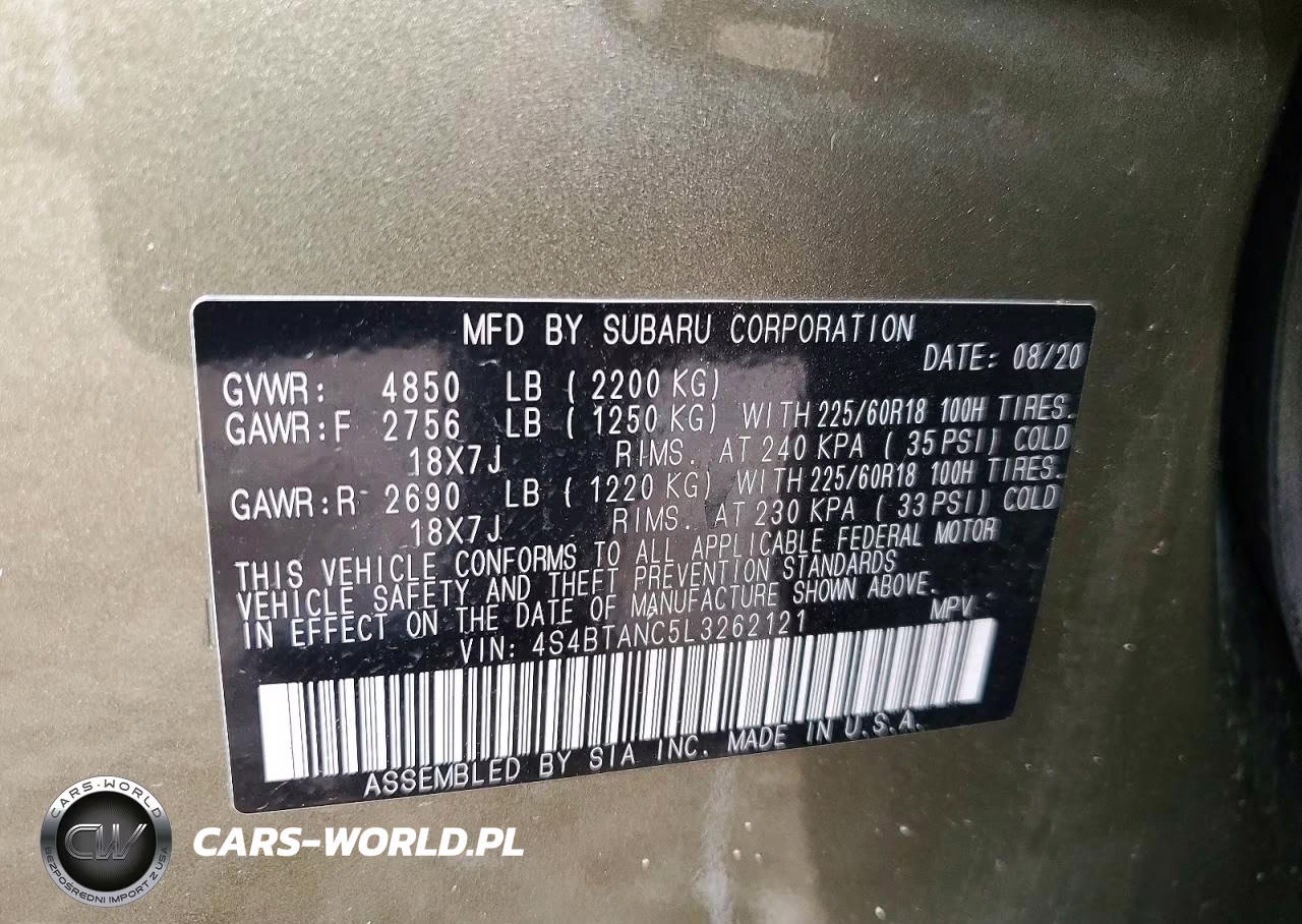 2020 Subaru Outback Limited VIN:4S4BTANC5L3262121 - 13