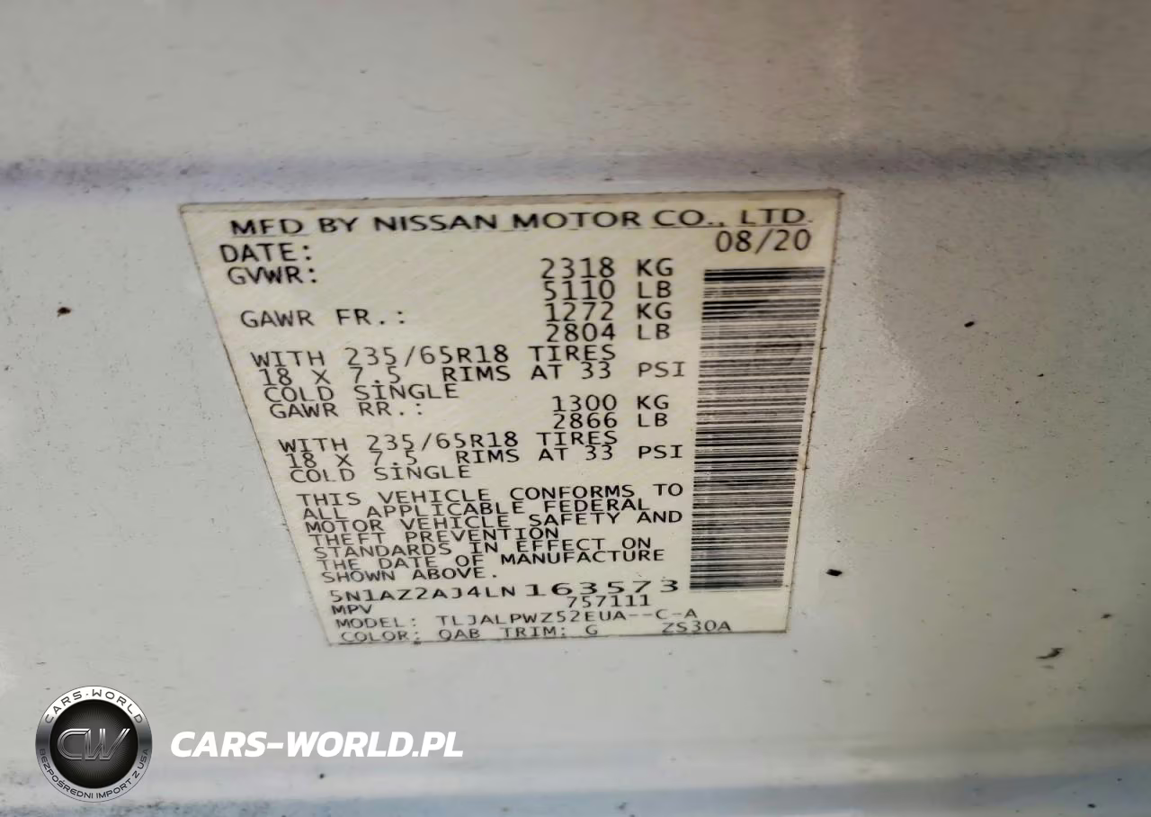 2020 Nissan Murano S VIN:5N1AZ2AJ4LN163573 - 13