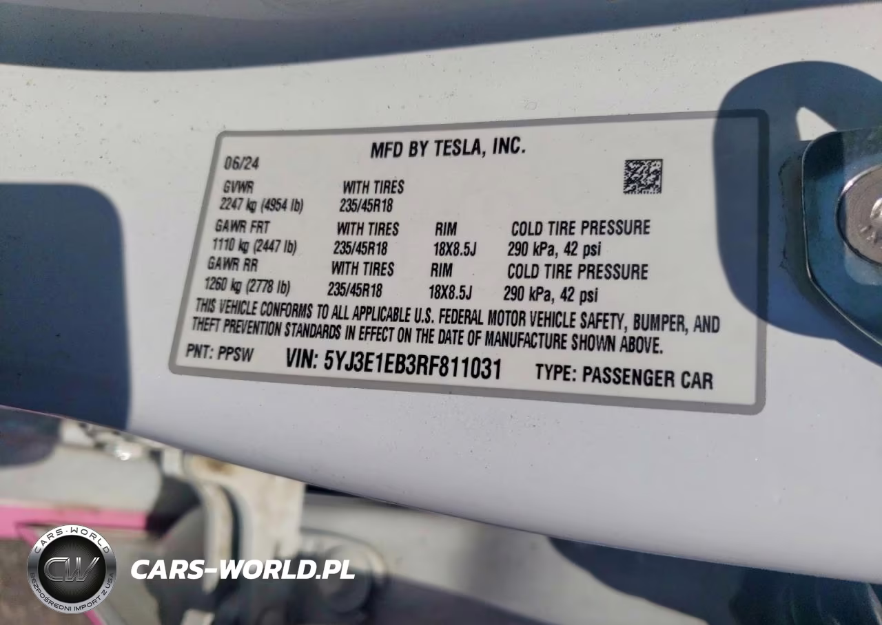 2024 Tesla Model 3 VIN:5YJ3E1EB3RF811031 - 12
