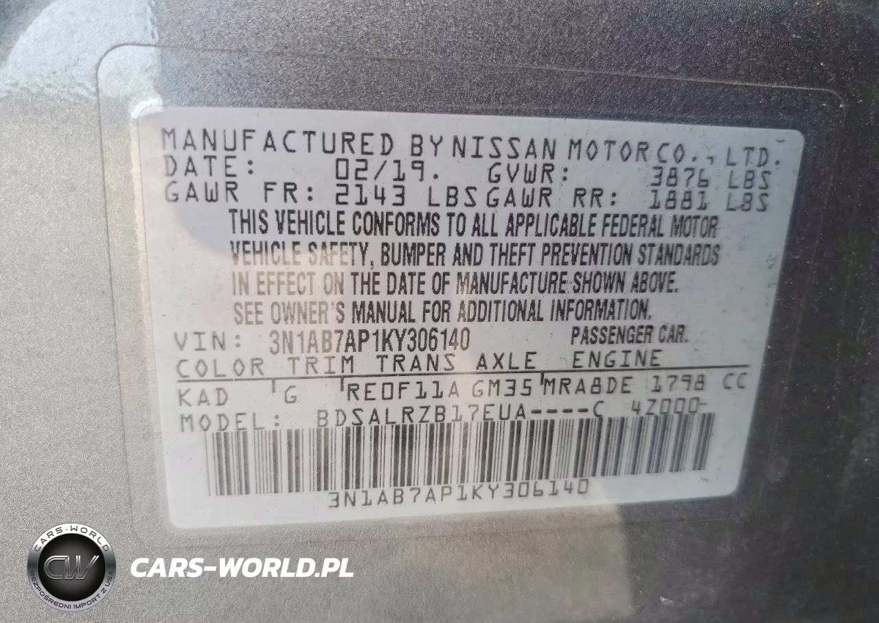 2019 Nissan Sentra Sr VIN:3N1AB7AP1KY306140 - 12