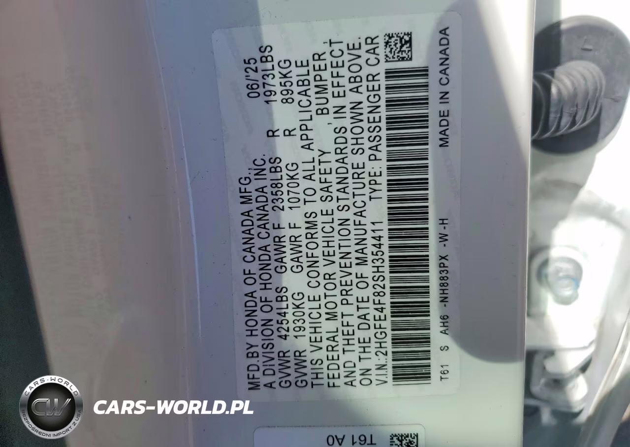 2025 Honda Civic Sport VIN:2HGFE4F82SH354411 - 12