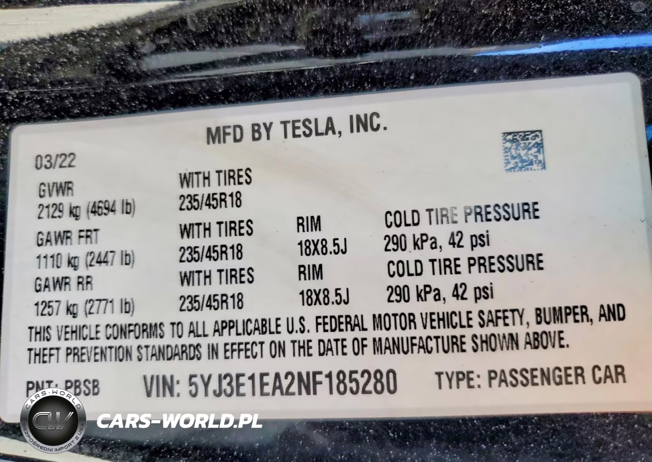 2022 Tesla Model 3 VIN:5YJ3E1EA2NF185280 - 13