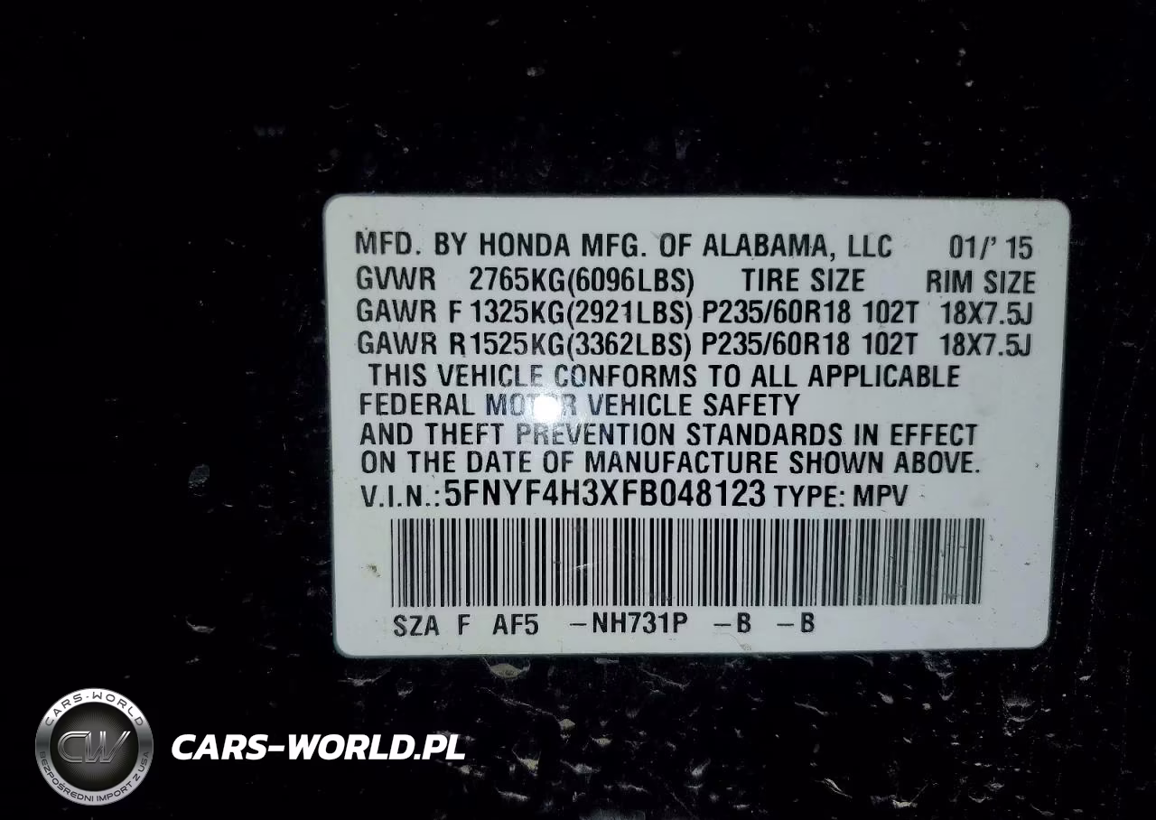 2015 Honda Pilot Se VIN:5FNYF4H3XFB048123 - 14