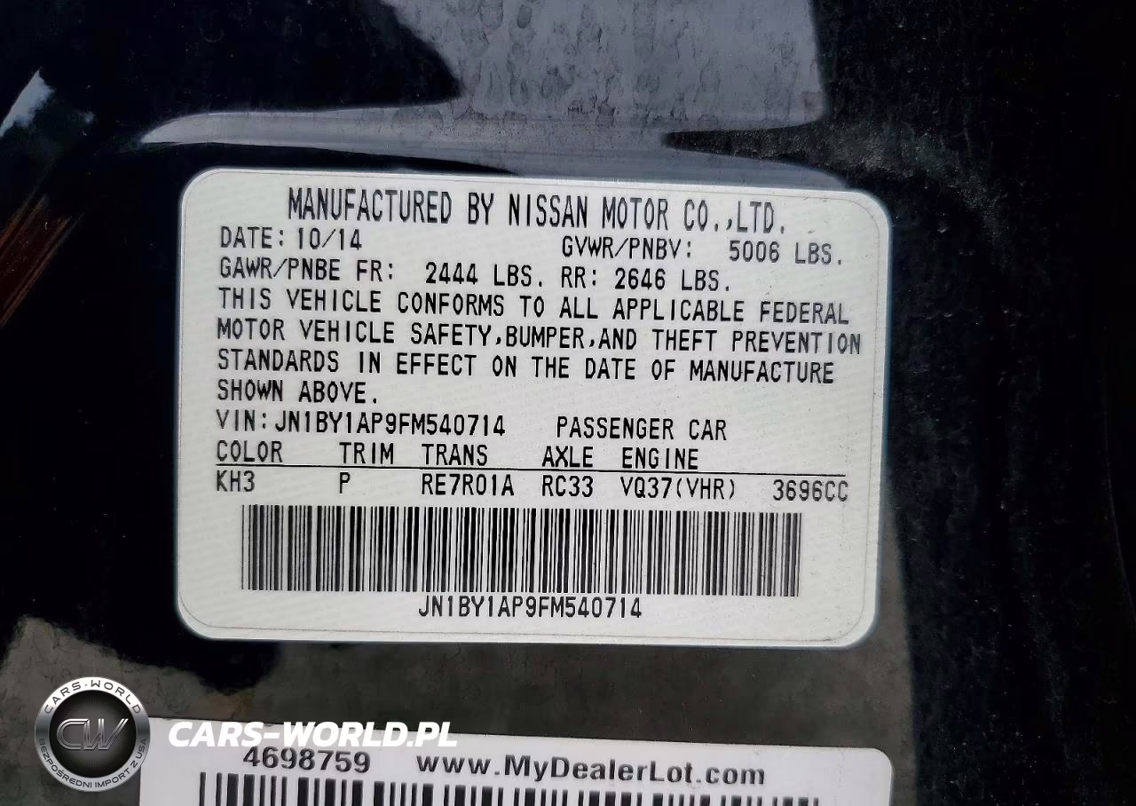 2015 Infiniti Q70 3.7 VIN:JN1BY1AP9FM540714 - 13
