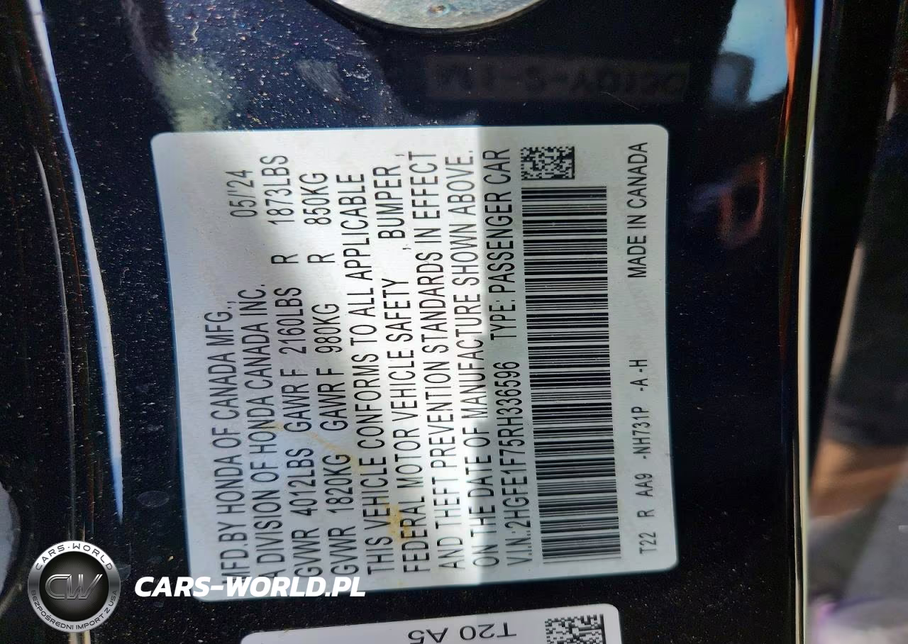2024 Honda Civic Ex VIN:2HGFE1F75RH336596 - 13