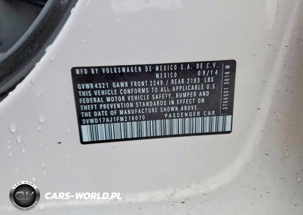 2015 Volkswagen Jetta Se VIN:3VWD17AJ1FM216070 - 12