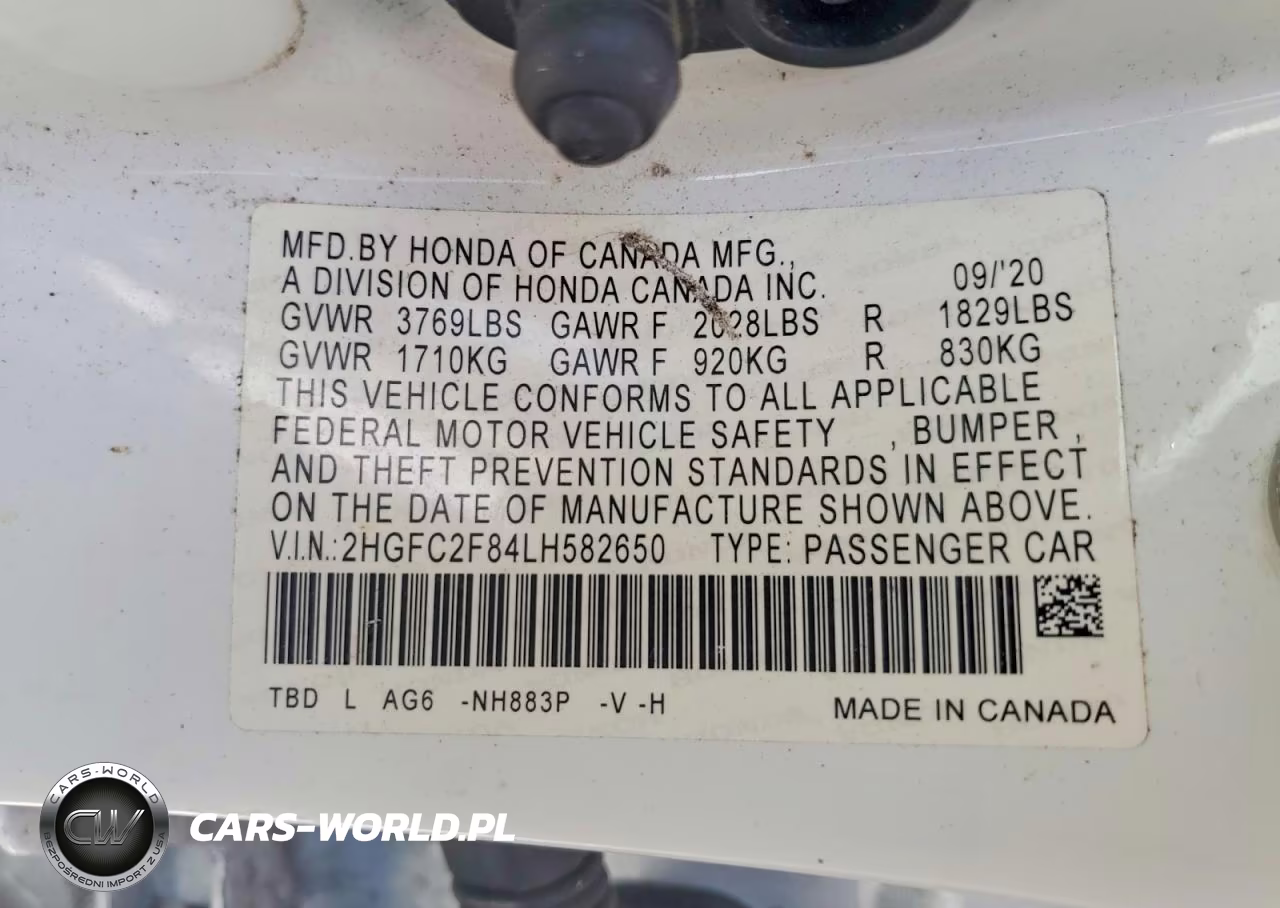 2020 Honda Civic Sport VIN:2HGFC2F84LH582650 - 13