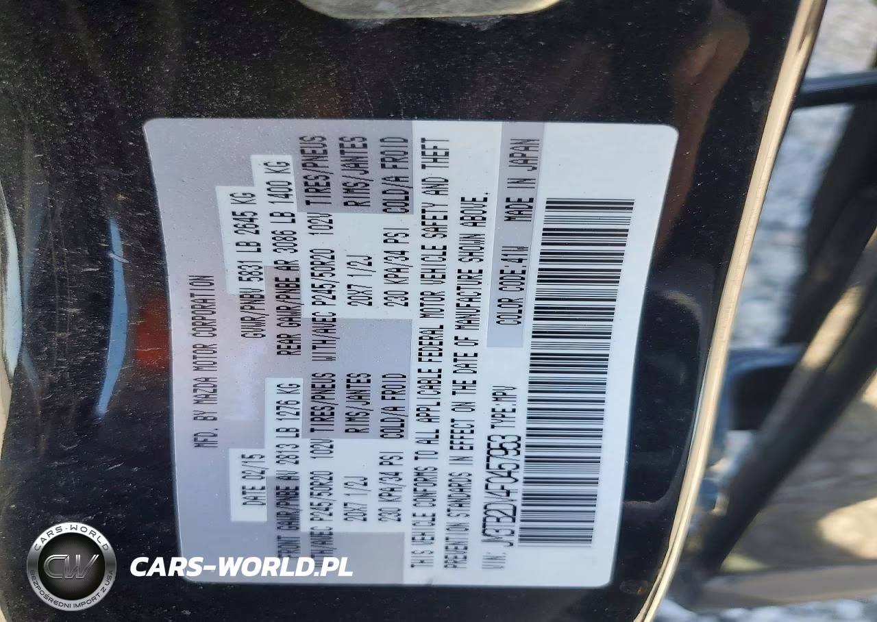 2015 Mazda Cx-9 Grand Touring VIN:JM3TB2DV4F0457953 - 12
