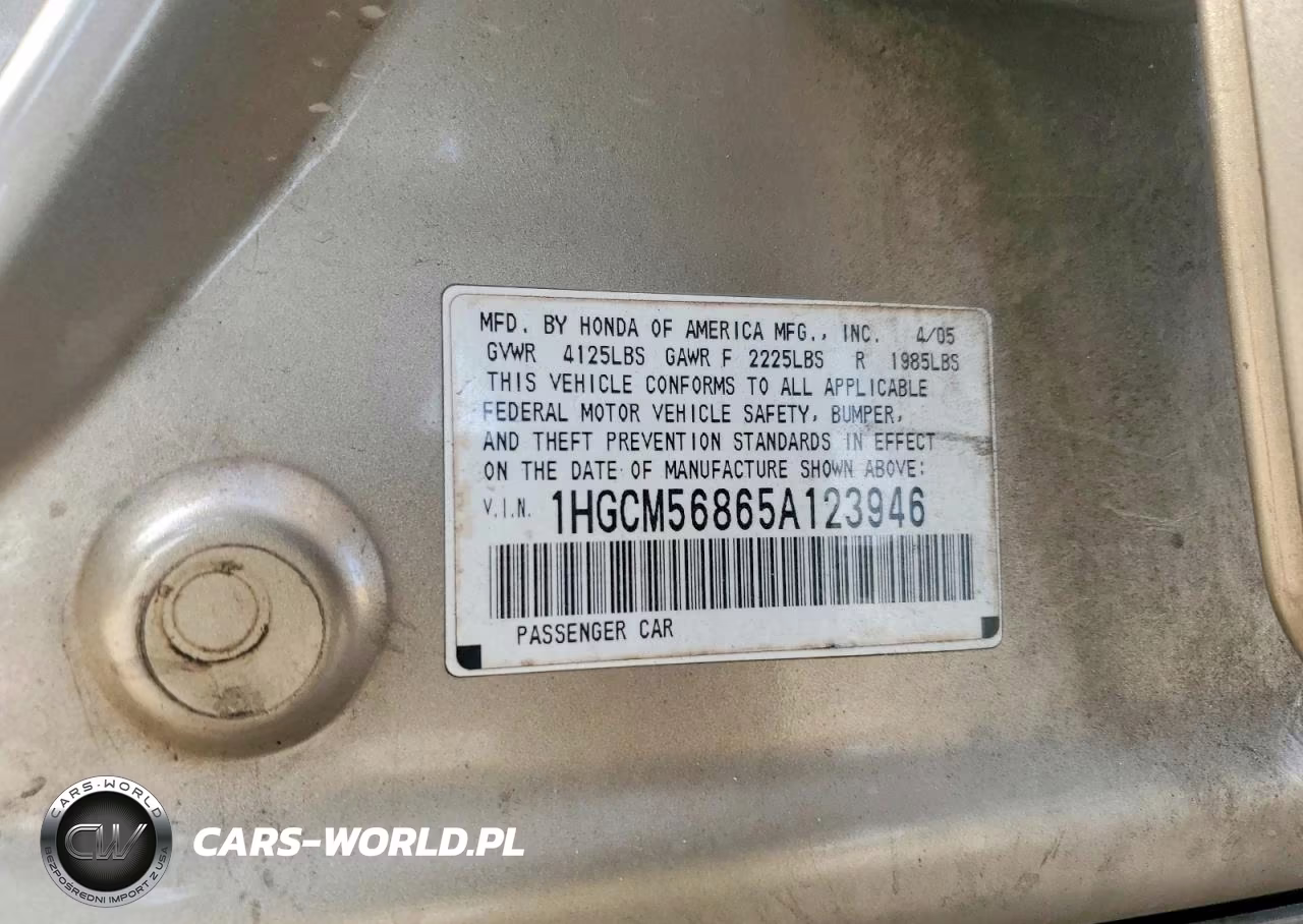 2005 Honda Accord Ex VIN:1HGCM56865A123946 - 12