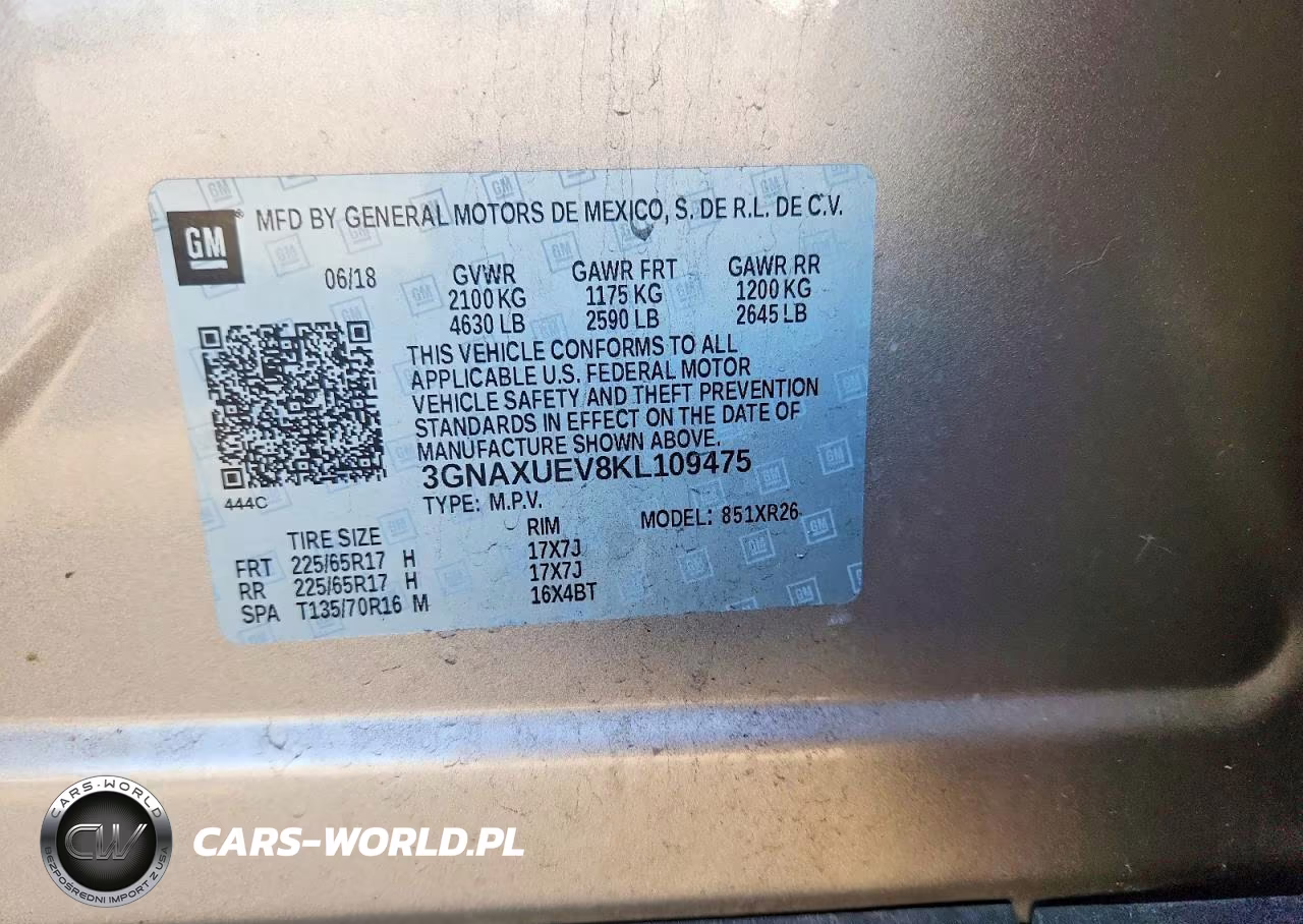 2019 Chev Equinox VIN:3GNAXUEV8KL109475 - 13