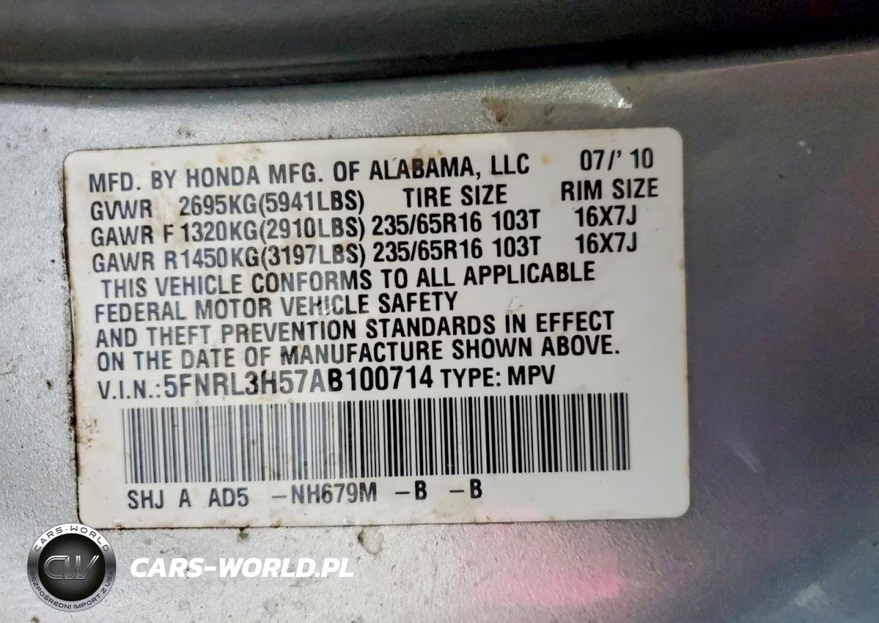2010 Honda Odyssey Ex VIN:5FNRL3H57AB100714 - 13