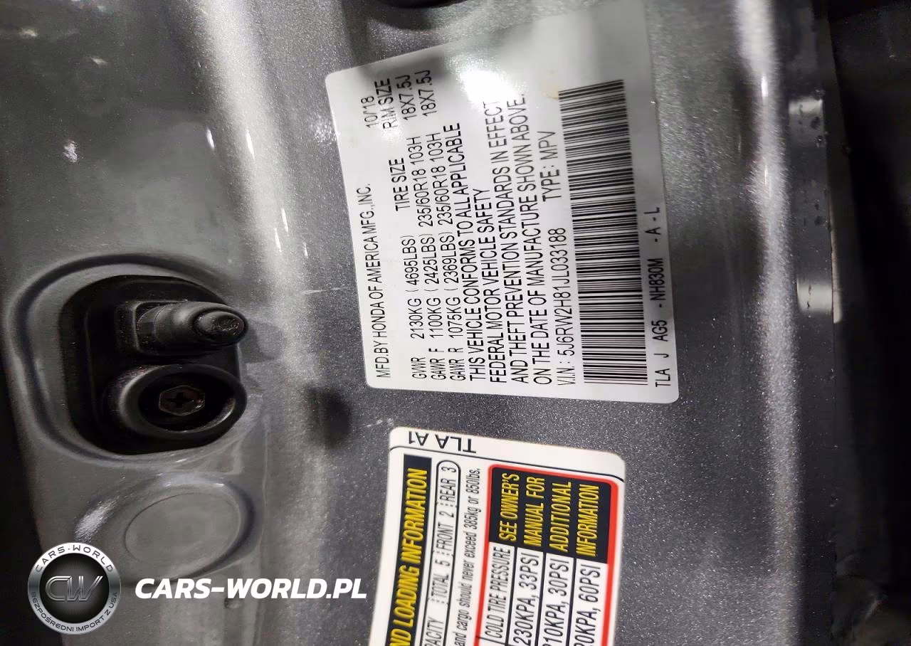 2018 Honda Cr-V Exl VIN:5J6RW2H81JL033188 - 13