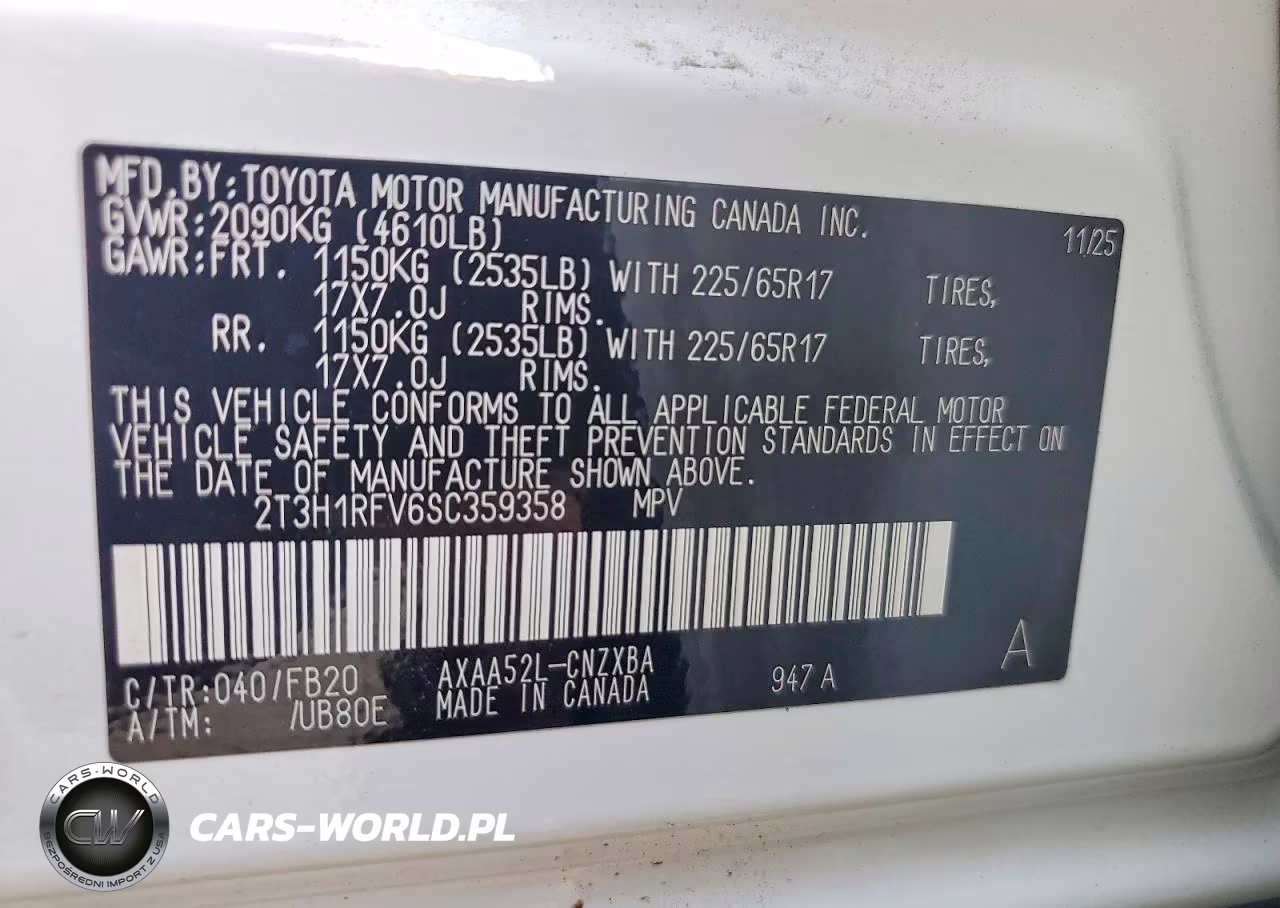2025 Toyota Rav4 Le VIN:2T3H1RFV6SC359358 - 13