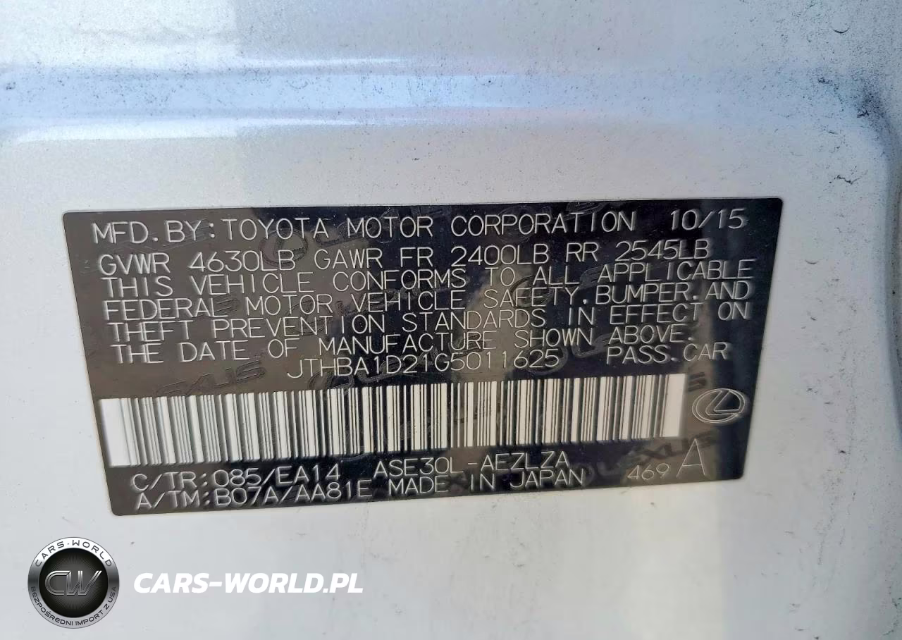 2016 Lexus Is 200T VIN:JTHBA1D21G5011625 - 12