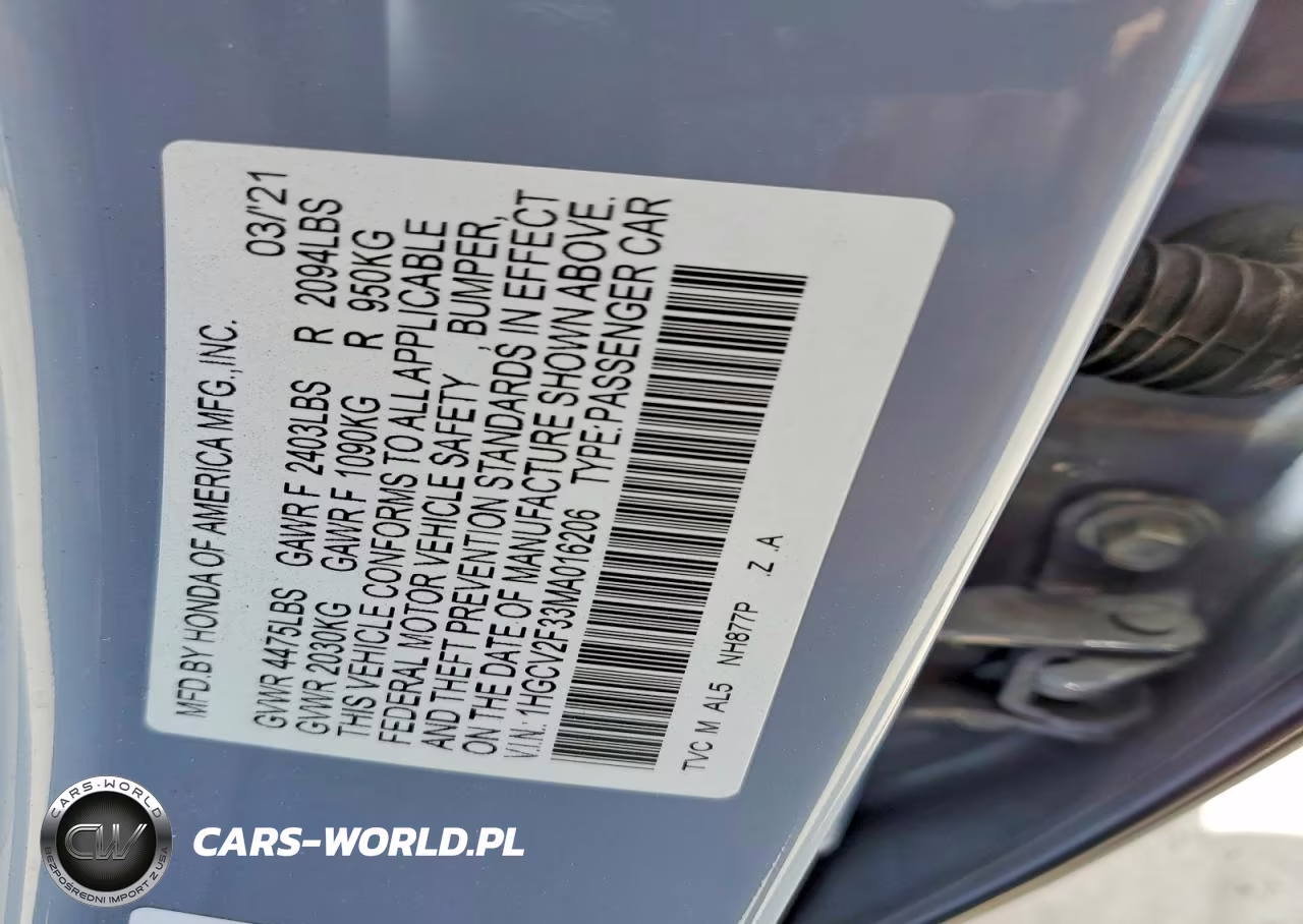 2021 Honda Accord Sport VIN:1HGCV2F33MA016206 - 12