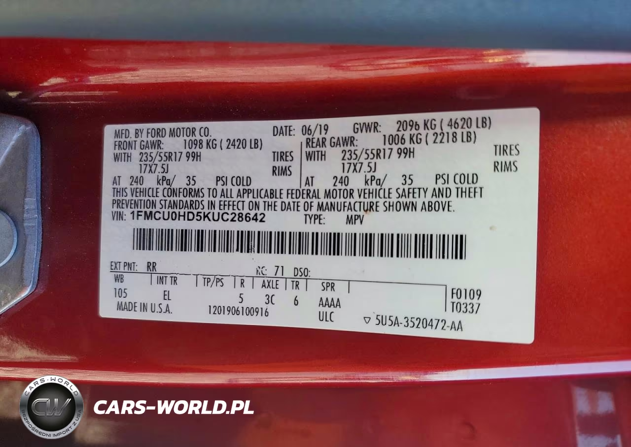 2019 Ford Escape Sel VIN:1FMCU0HD5KUC28642 - 13