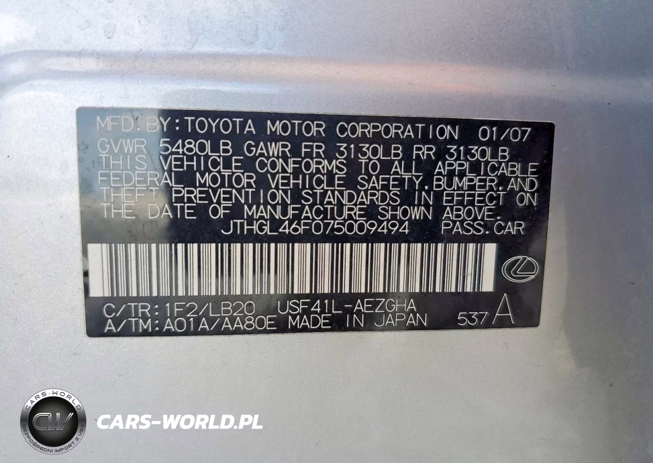 2007 Lexus Ls 460L VIN:JTHGL46F075009494 - 12