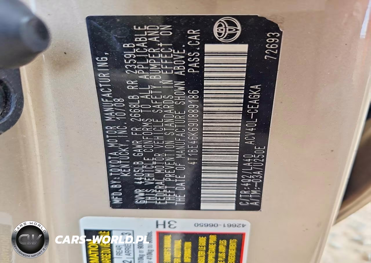 2009 Toyota Camry Xle VIN:4T1BE46K69U889186 - 12