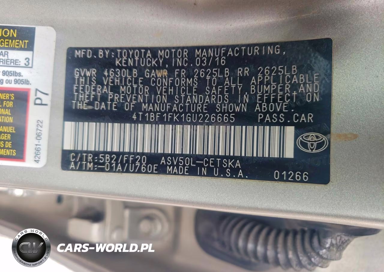 2016 Toyota Camry Se VIN:4T1BF1FK1GU226665 - 12