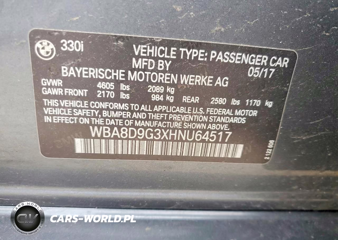 2017 BMW 330 Xi VIN:WBA8D9G3XHNU64517 - 12