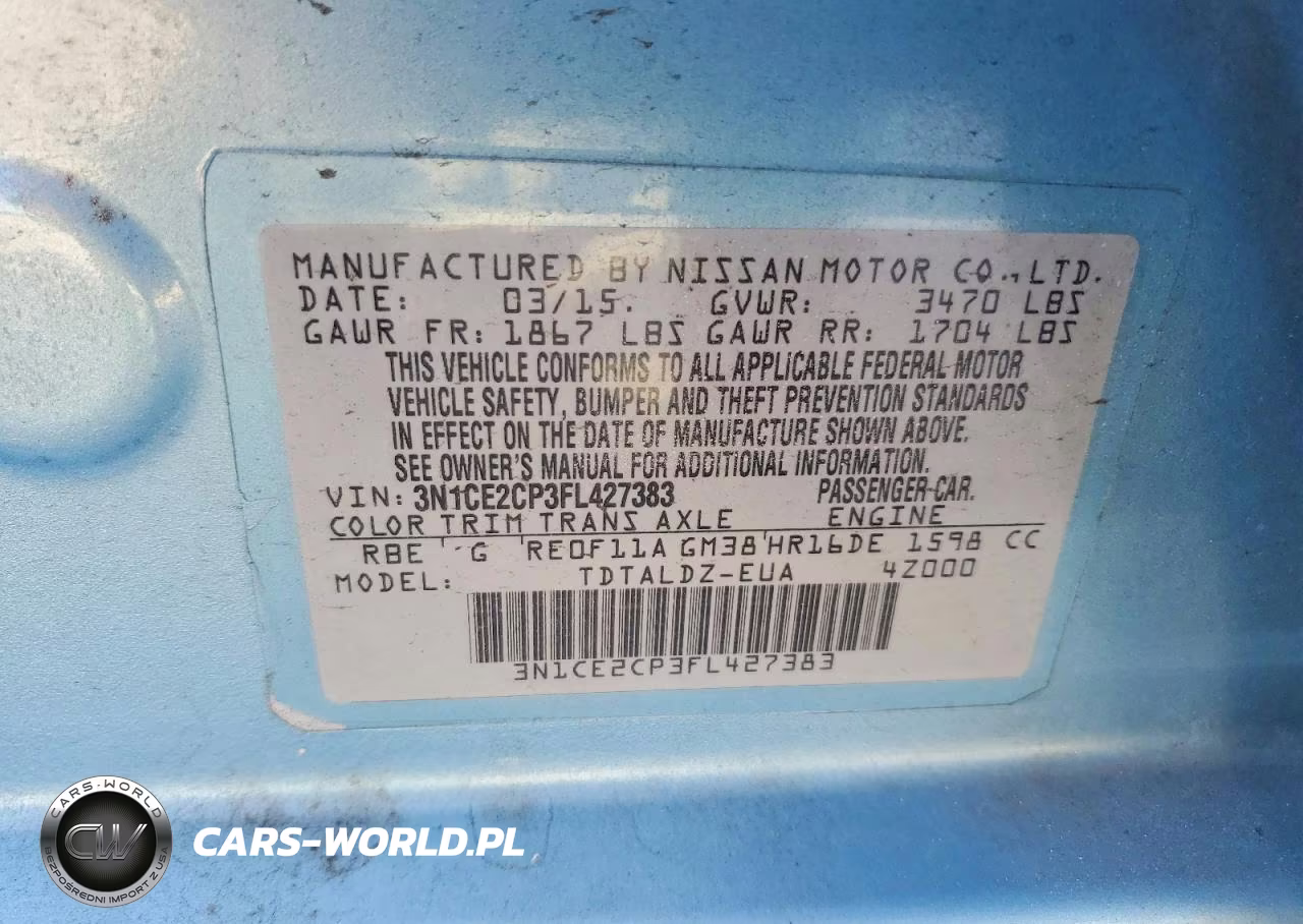 2015 Nissan Versa Note Sv VIN:3N1CE2CP3FL427383 - 12