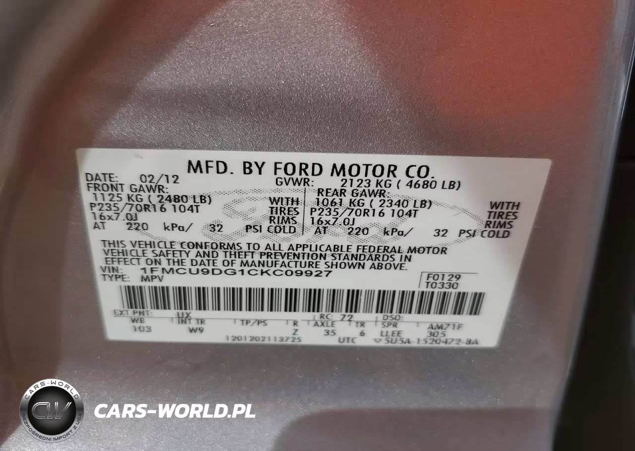 2012 Ford Escape Xlt VIN:1FMCU9DG1CKC09927 - 14