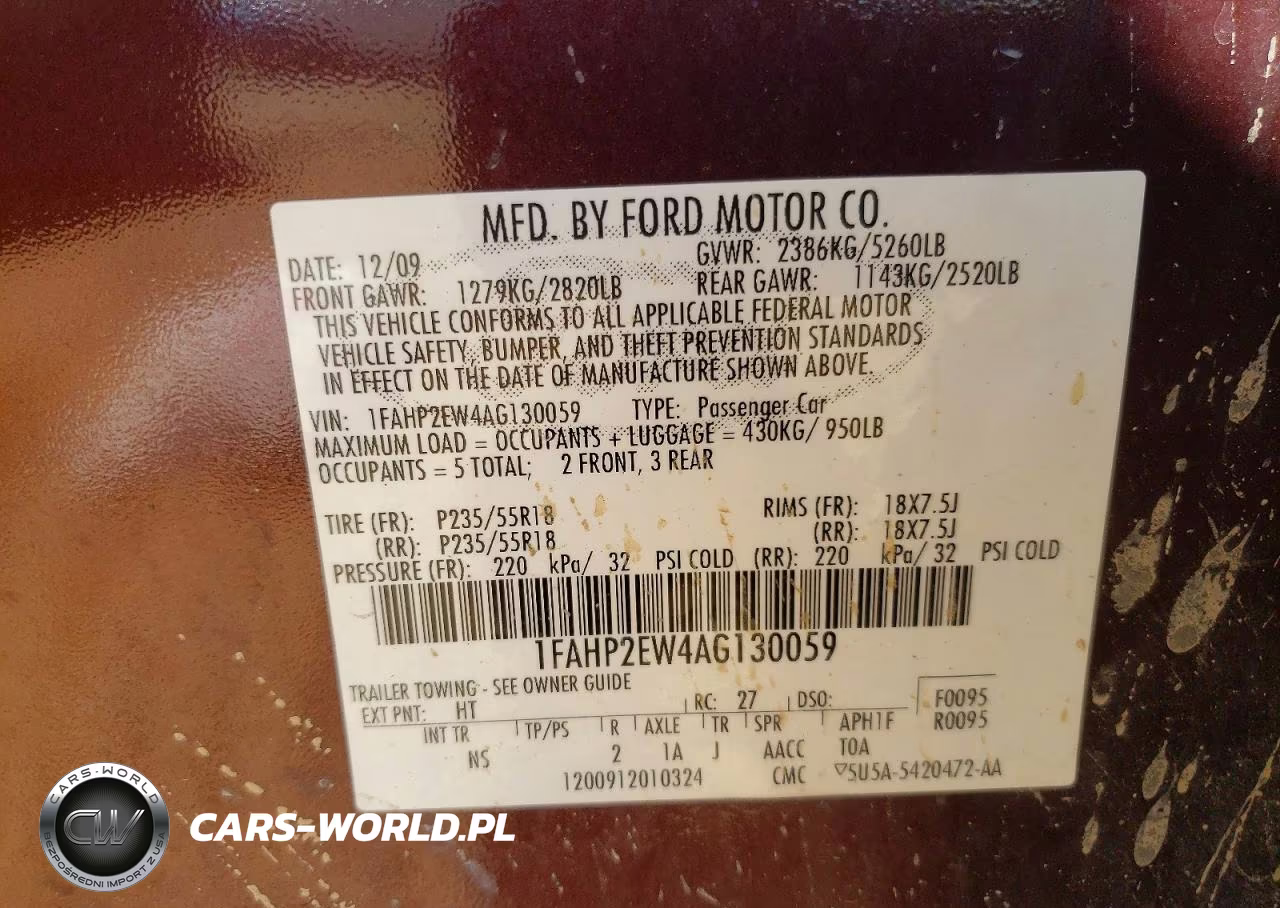 2010 Ford Taurus Sel VIN:1FAHP2EW4AG130059 - 12
