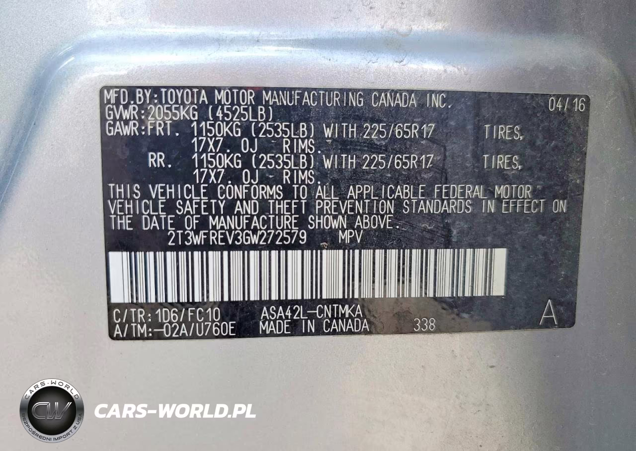 2016 Toyota Rav4 Xle VIN:2T3WFREV3GW272579 - 13