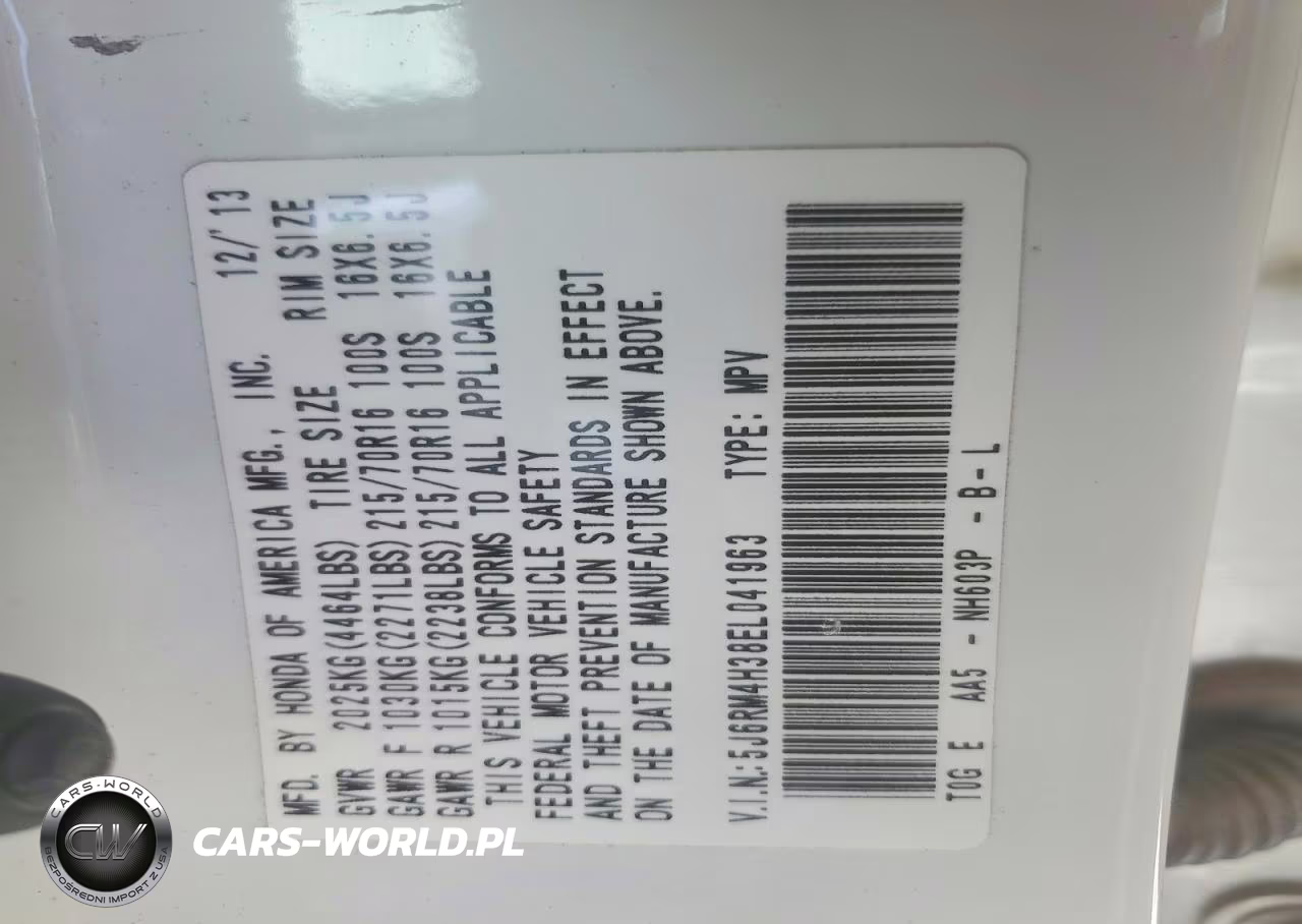 2014 Honda Cr-V Lx VIN:5J6RM4H38EL041963 - 13