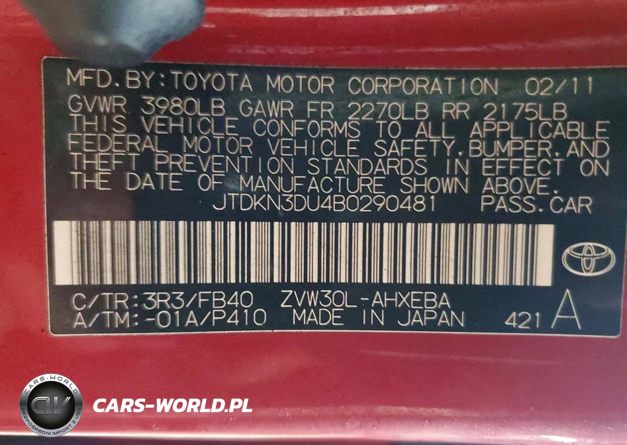 2011 Toyota Prius Two VIN:JTDKN3DU4B0290481 - 12