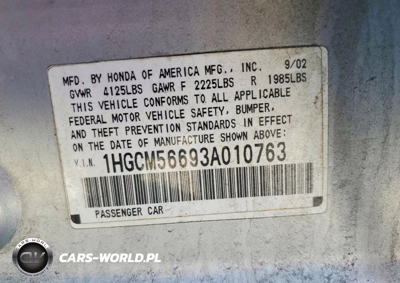 2003 Honda Accord Ex VIN:1HGCM56693A010763 - 12
