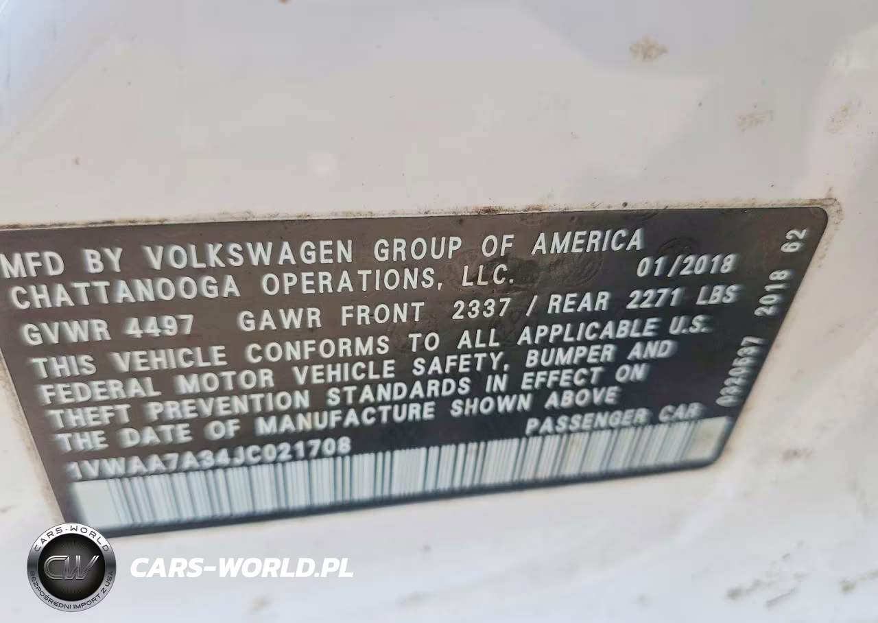 2018 Volkswagen Passat S VIN:1VWAA7A34JC021708 - 13