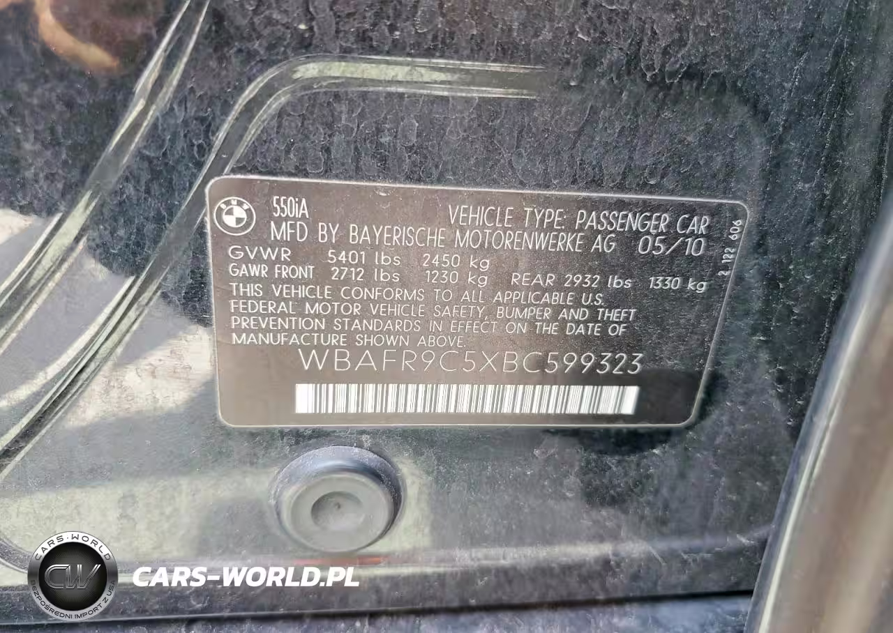 2011 BMW 550 I VIN:WBAFR9C5XBC599323 - 12