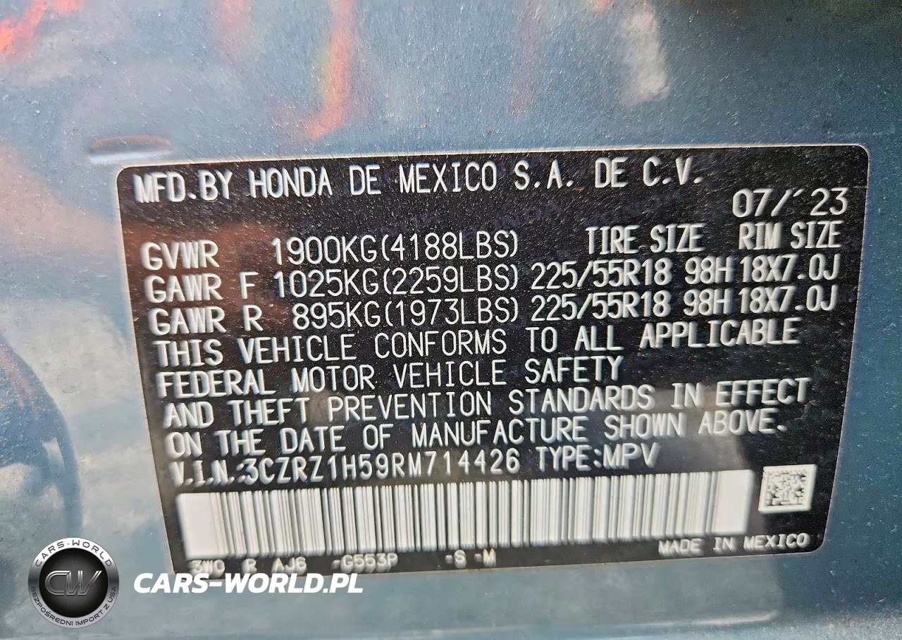 2024 Honda Hrv Sport VIN:3CZRZ1H59RM714426 - 13