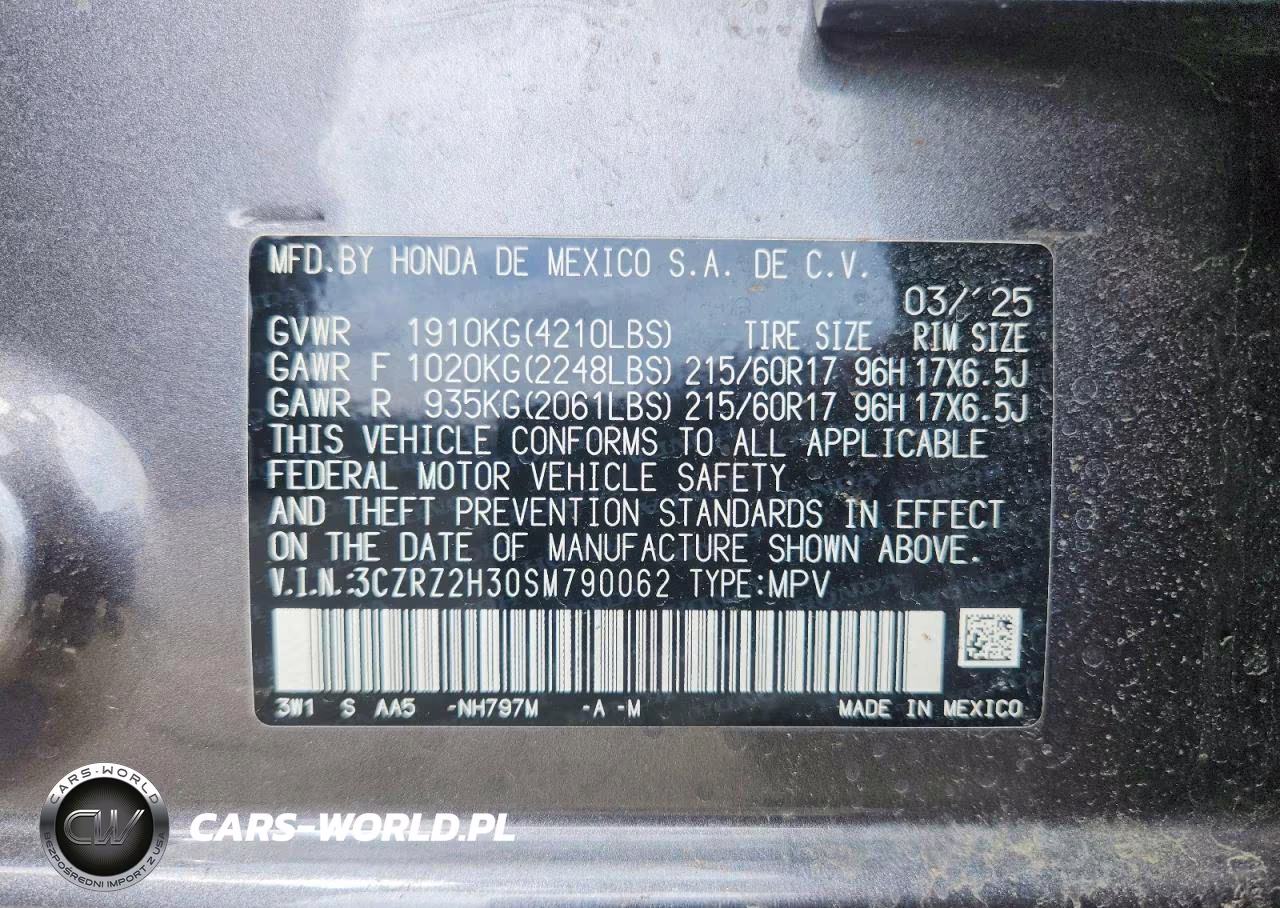 2025 Honda Hr-V Lx VIN:3CZRZ2H30SM790062 - 12