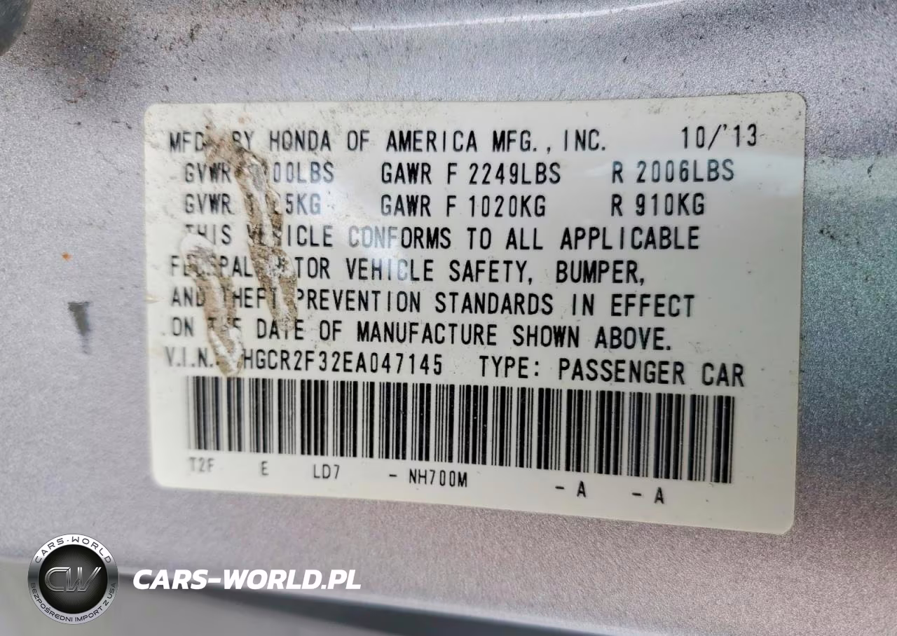 2014 Honda Accord Lx VIN:1HGCR2F32EA047145 - 13