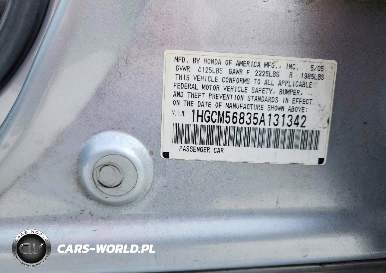 2005 Honda Accord Ex VIN:1HGCM56835A131342 - 13